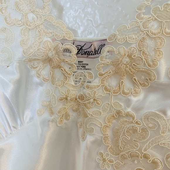 LINEA DONATELLA Embroidered Satin Short Chemise Nightgown Baby Doll Ivory Sz XL - Picture 3 of 12